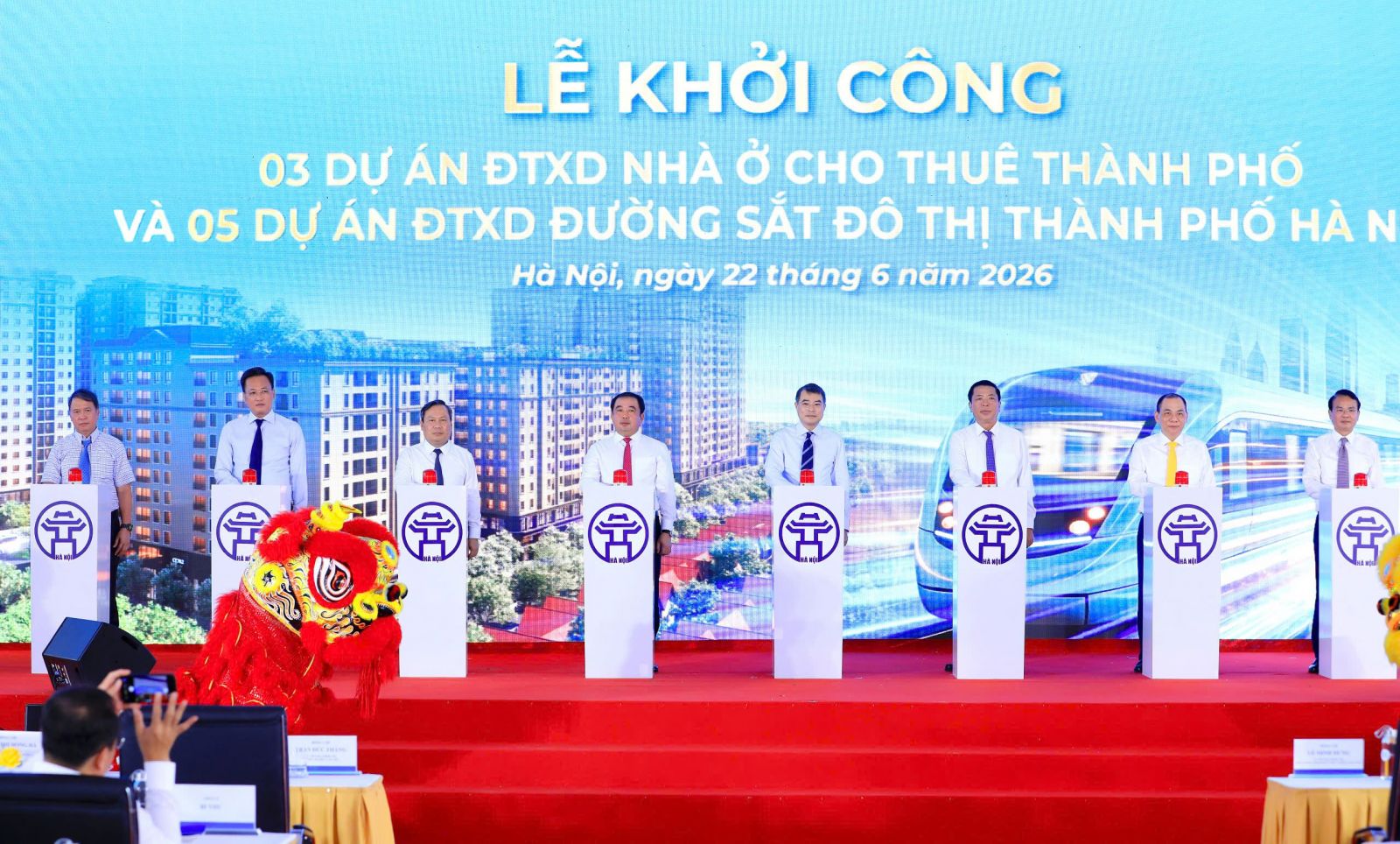 Hà Nội đồng loạt khởi công 5 dự án đường sắt đô thị và 3 dự án nhà ở cho thuê