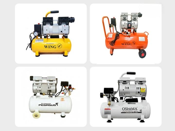 A collage of different colored air compressorsDescription automatically generated