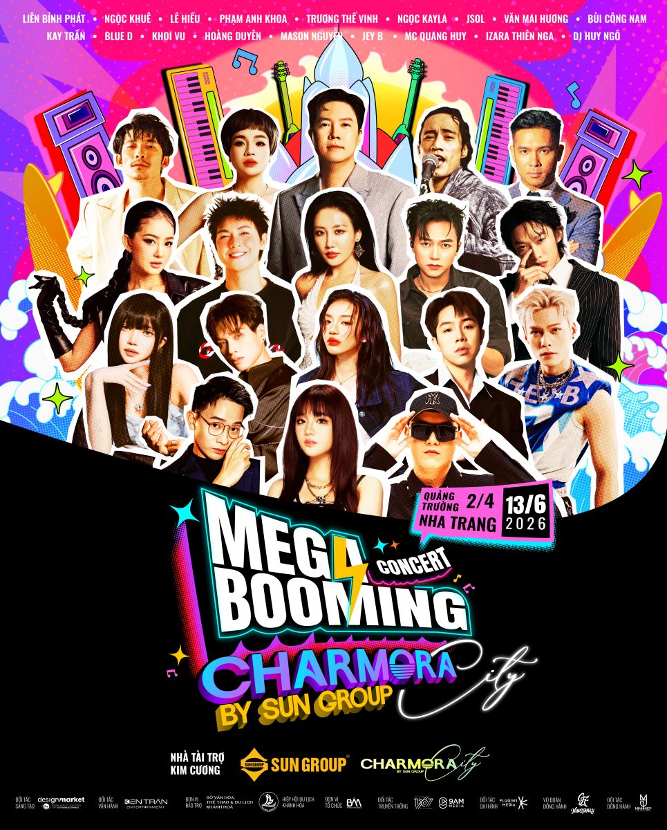Dàn lineup khủng sẽ đổ bộ đại nhạc hội Mega Booming - Charmora City tại Nha Trang vào ngày 13/6